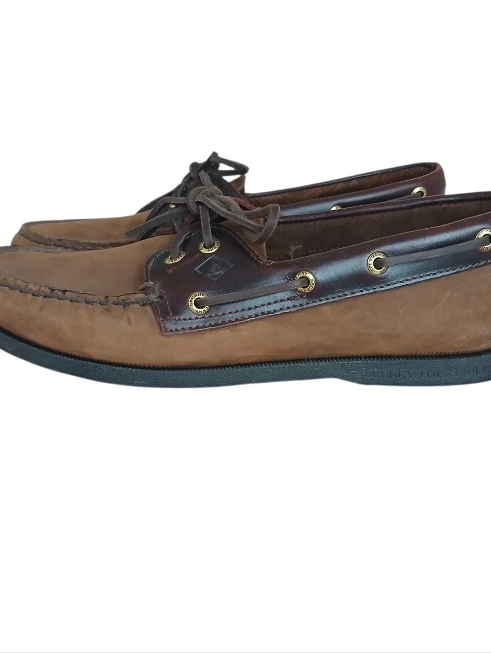 NWOB SPERRY Authentic Original 2 Eye Leather Boat Shoes Men's 9.5 2-Tone Brown